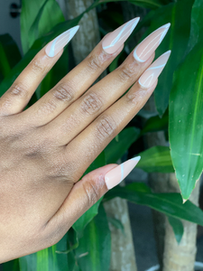 Nude Nails White Line Nail Art