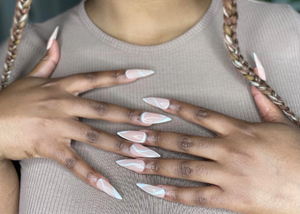 Nude Nails White Line Nail Art